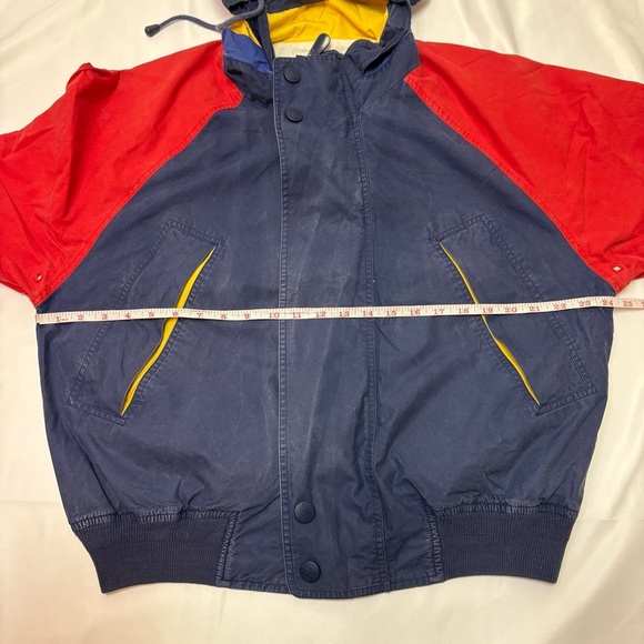 Vintage 90s Nautica Men’s Medium Tricolor Hooded Jacket Colour Block 100% Cotton - Picture 10 of 13